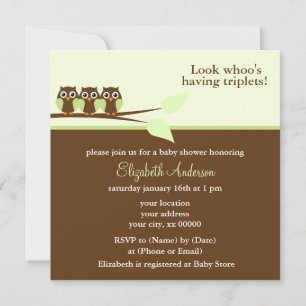 Baby shower Groene eigenaar Triplets Kaart