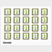 Baby shower Groene Koets & Camouflage Vierkante Sticker (Vel)