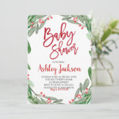 Baby Shower Groene Krans Uitnodiging (Staand voorkant)