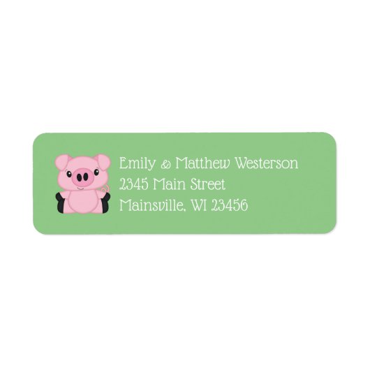 Baby shower Groene varkens Etiket (Voorkant)