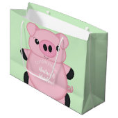 Baby shower Groene varkens Groot Cadeauzakje (Voorkant Gekanteld)