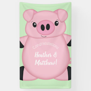 Baby shower Groene varkens Spandoek