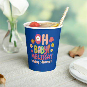 BABY SHOWER Groovy Daisies KLEURRIJKE CUSTOM Papieren Bekers