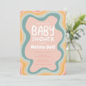 BABY SHOWER Groovy Pastel Curves CUSTOM Kaart (Staand voorkant)