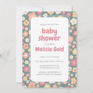 BABY SHOWER Groovy Sweet Daisy Floral CUSTOM Kaart