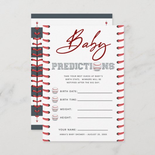 Baby shower Guessing Game baby voorspellingen Kaart (Voorkant / Achterkant)