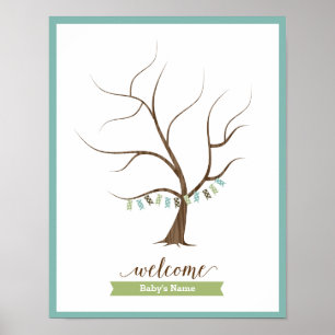 Baby Shower Guestbook Tree (Blue) - 11x14 Poster