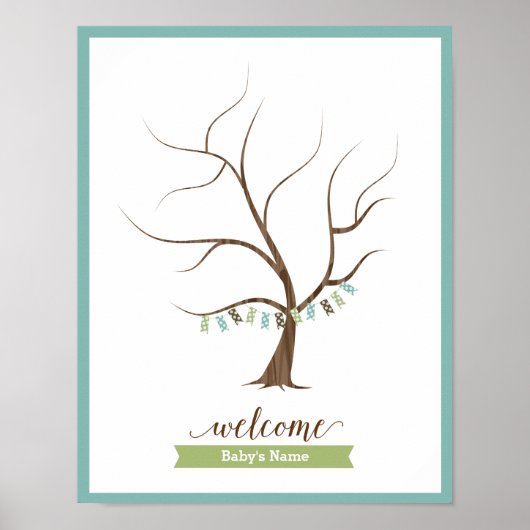 Baby Shower Guestbook Tree (Blue) - 11x14 Poster (Devant)
