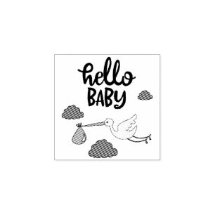 Baby Shower Hallo Nieuwe Familie Rubberstempel