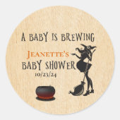 Baby shower Halloween Baby Brewing Witch Ronde Sticker (Voorkant)