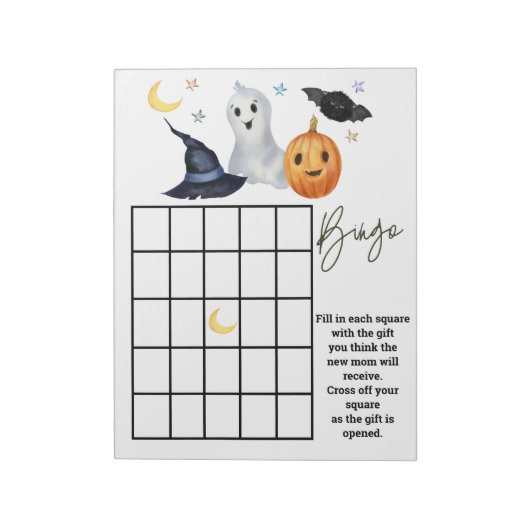Baby shower Halloween Bingo Game Boo Notitieblok (Gedraaid)