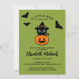BABY SHOWER Halloween Cute Cat Witch Notitiekaartje