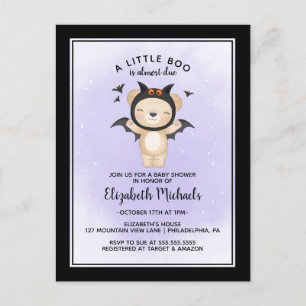 BABY SHOWER HALLOWEEN   Een kleine boe is verschul Briefkaart