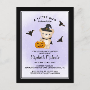 BABY SHOWER HALLOWEEN   Een kleine boe is verschul Briefkaart