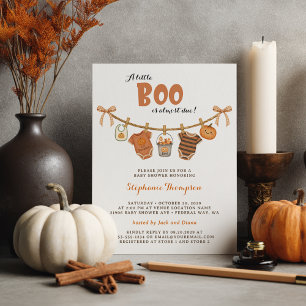 Baby shower Halloween Little Boo Kaart