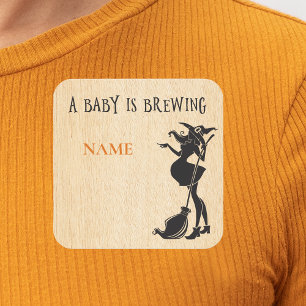 Baby shower Halloween Naam Tag Brewing Witch