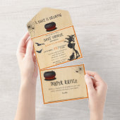 Baby shower Halloween Witch Brewing All In One Uitnodiging (Afscheurbaar)