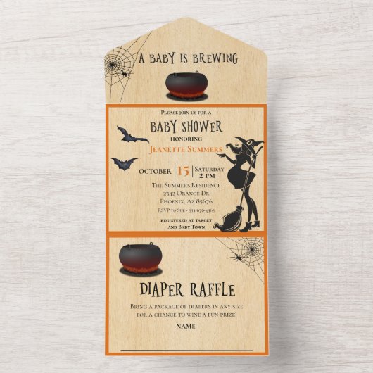 Baby shower Halloween Witch Brewing All In One Uitnodiging (Binnen)