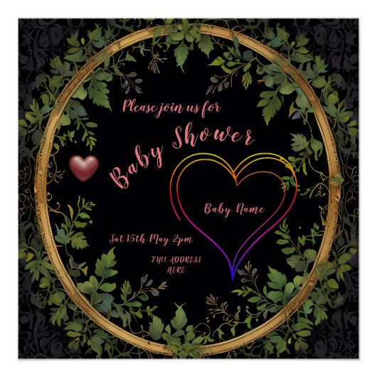 Baby shower hart perfect poster (Voorkant)