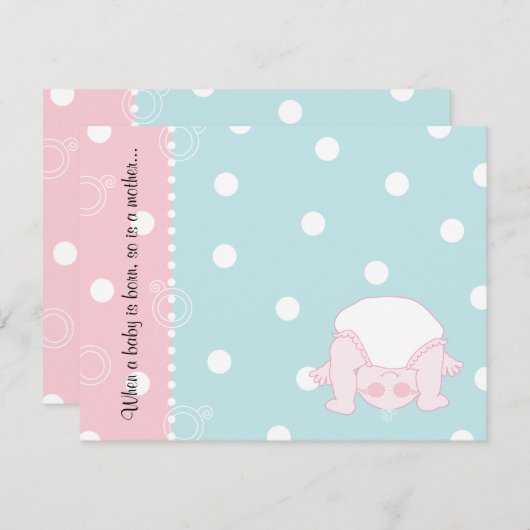 Baby shower Hartelijk dank, blauwe/roze preek-a-bo Bedankkaart (Voorkant / Achterkant)