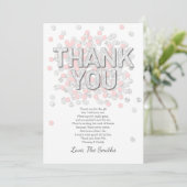 baby shower Hartelijk dank Confetti Silver roze Bedankkaart (Staand voorkant)