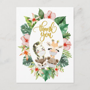 Baby shower Hartelijk dank   Cute Safari Friends Briefkaart