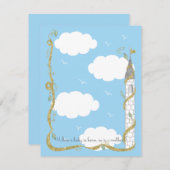 Baby shower Hartelijk dank, Gold/Silver Castle Bedankkaart (Voorkant / Achterkant)