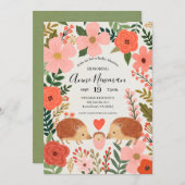 Baby shower Hedgehog Love Invitation (Devant / Derrière)
