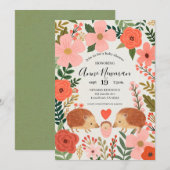 Baby shower Hedgehog Love Invitation Kaart (Voorkant / Achterkant)