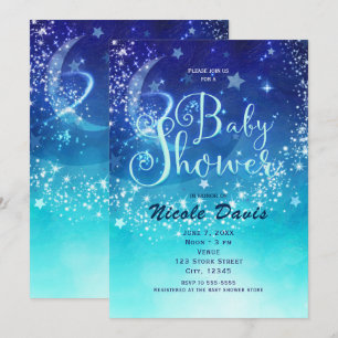 Baby Shower Hemel Maan Glans Lucht Uitnodigingen