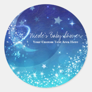 Baby Shower Hemellicke Maan Glans Lucht Aangepast Ronde Sticker