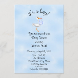 baby shower Het is een Jongen Baby Stork Kaart