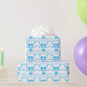 Baby shower Het is een Jongen Blauwe Elephant Wrap Cadeaupapier