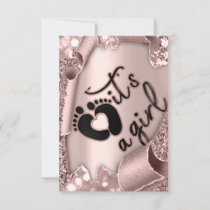 Baby shower Het is een Lijst Roos Glitter Feet Kaart