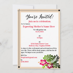 Baby shower Hibiscus Fleurs Invitation