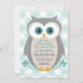 Baby shower Hibou invitation genre neutre bois (Devant)
