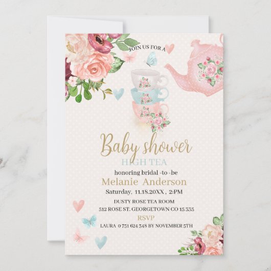 Baby shower high tea Invitation (Devant)