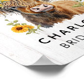 Baby shower Highland Cow Affiche de bienvenue (Coin)