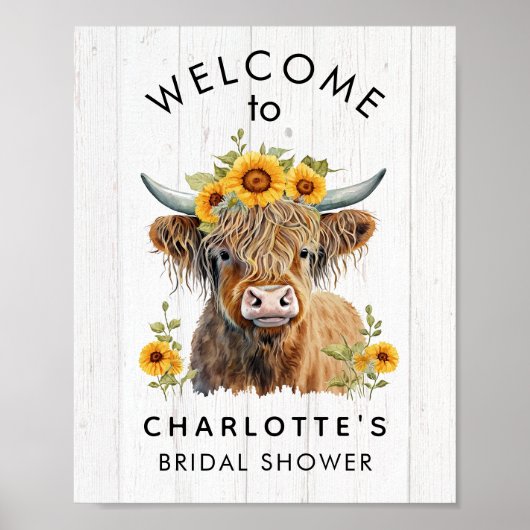 Baby shower Highland Cow Affiche de bienvenue (Devant)