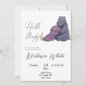 Baby shower Hippo Invitation (Devant)