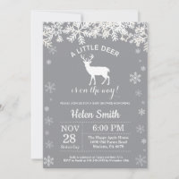 Baby shower hivernal de cerfs Invitation de flocon