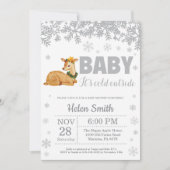 Baby shower hivernal de cerfs Invitation de flocon (Devant)