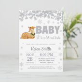 Baby shower hivernal de cerfs Invitation de flocon (Debout devant)