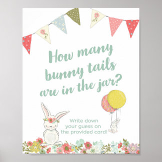 Baby shower Hoeveel Bunny Tails zijn er in de pot? Poster
