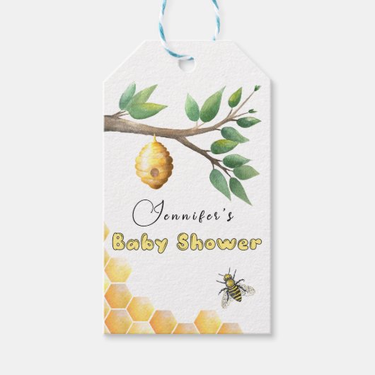 Baby shower honingbijen cadeaulabel (Voorkant)