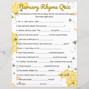 Baby shower honingbijen Nursery Rhymes Game