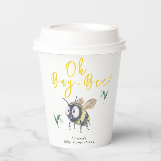 Baby shower honingbijen papieren bekers (Voorkant)