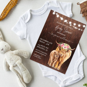 Baby shower Hoogland Koe Calf Wood Rustic Kaart