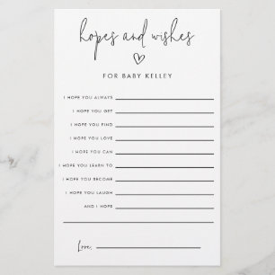 Baby shower hoopt en wenst advieskaarten flyer