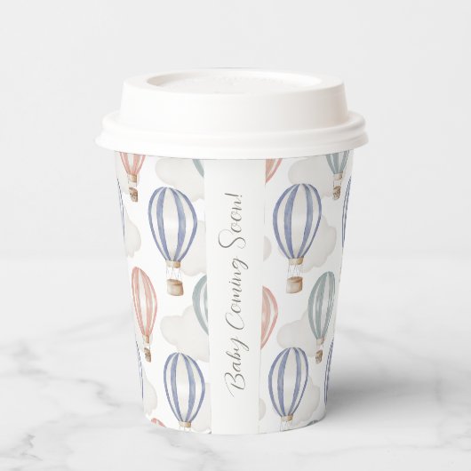 Baby Shower Hot Air Balloons Gender Neutral Papieren Bekers (Links)